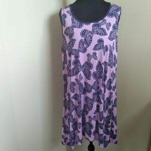 Soma Lavender Lounge Dress Butterfly Print  Women's Large Cottagecore